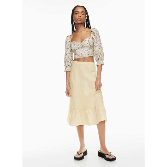 Aritzia Wilfred Chariot High-Waisted Linen Midi Skirt Sz 4 - Picture 1 of 8